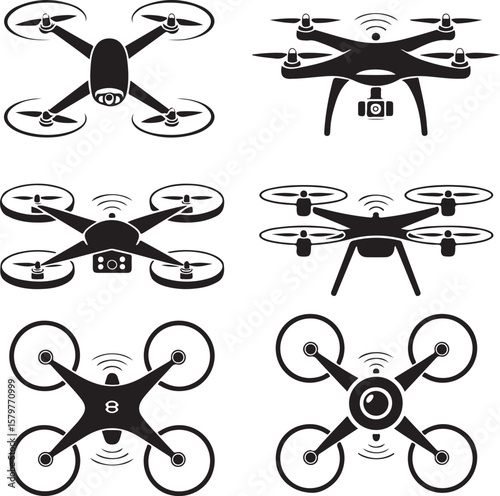 Quadcopter Drone Silhouette Design"

"Flying Drone with Camera Vector"

"Modern Tech Drone Icon Clipart"

"Remote-Control Drone in Sky"

"Futuristic Drone Top View Silhouette"

