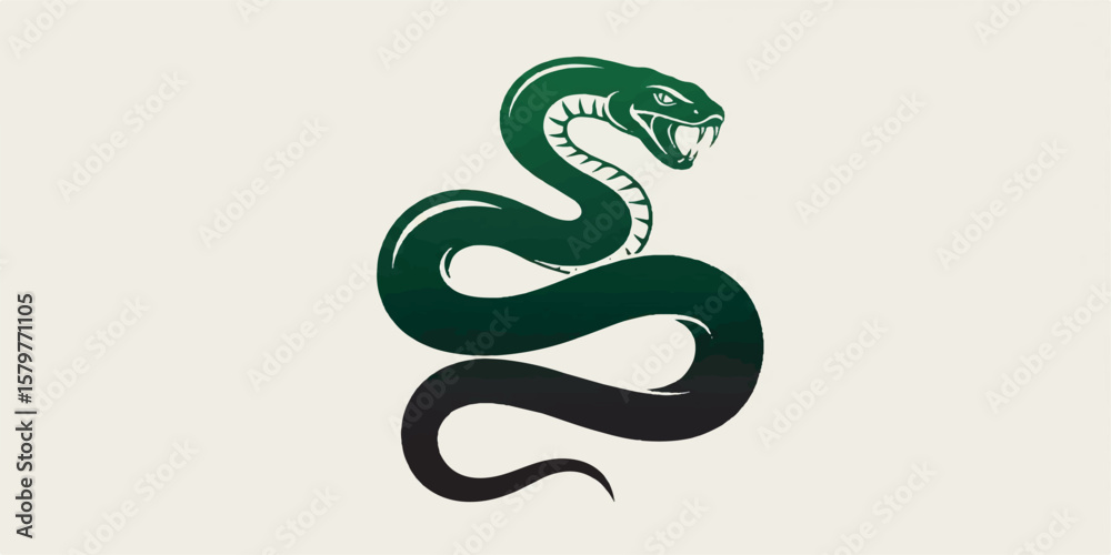 Fototapeta premium Coiled Snake Vector Illustration