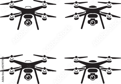 Quadcopter Drone Silhouette Design"

"Flying Drone with Camera Vector"

"Modern Tech Drone Icon Clipart"

"Remote-Control Drone in Sky"

"Futuristic Drone Top View Silhouette"

