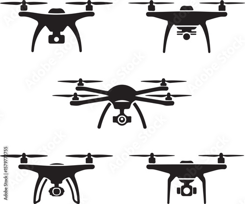 Quadcopter Drone Silhouette Design"

"Flying Drone with Camera Vector"

"Modern Tech Drone Icon Clipart"

"Remote-Control Drone in Sky"

"Futuristic Drone Top View Silhouette"

