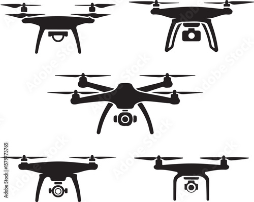 Quadcopter Drone Silhouette Design"

"Flying Drone with Camera Vector"

"Modern Tech Drone Icon Clipart"

"Remote-Control Drone in Sky"

"Futuristic Drone Top View Silhouette"

