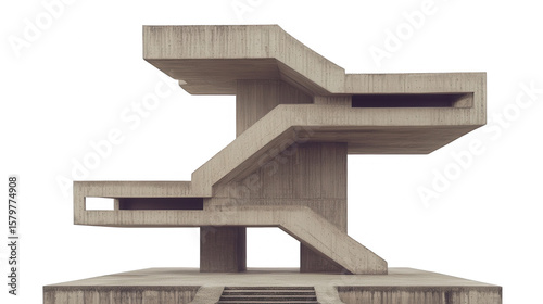 Modern Minimalist Concrete Staircase Transparent Background