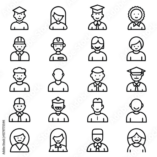 Diverse people icons avatars professions
