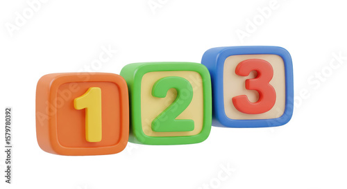 Colorful Toy Blocks Displaying Numbers One Two Three