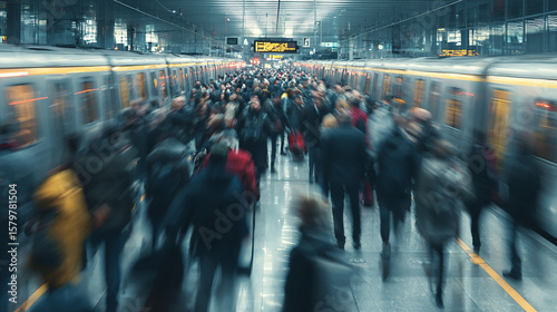 Crowded Train Platform With Commuters