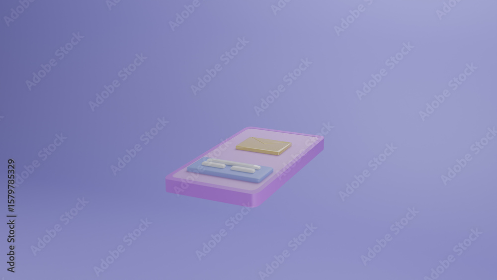 Fototapeta premium 3D Minimalist Down Smartphone Notification Message UI Icon