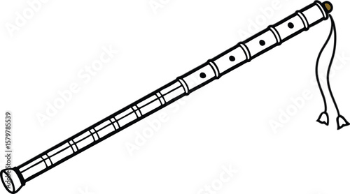 Simple Line Drawing of a Bamboo Flute