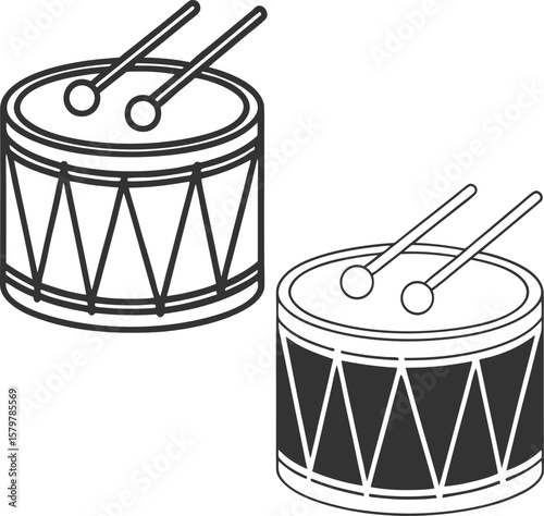 Two Drum Icons in Black and White
