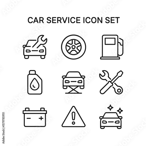 Car service icons vector set. Outline symbols. Line design