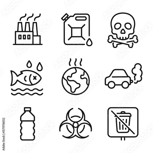 Industrial pollution vector icon. Outline symbols. Line design