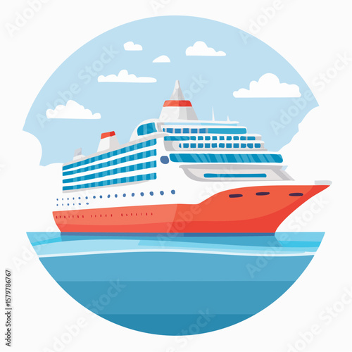 nautical cruise ship single-icon vector with balanced solid shapes for maritime and travel designs