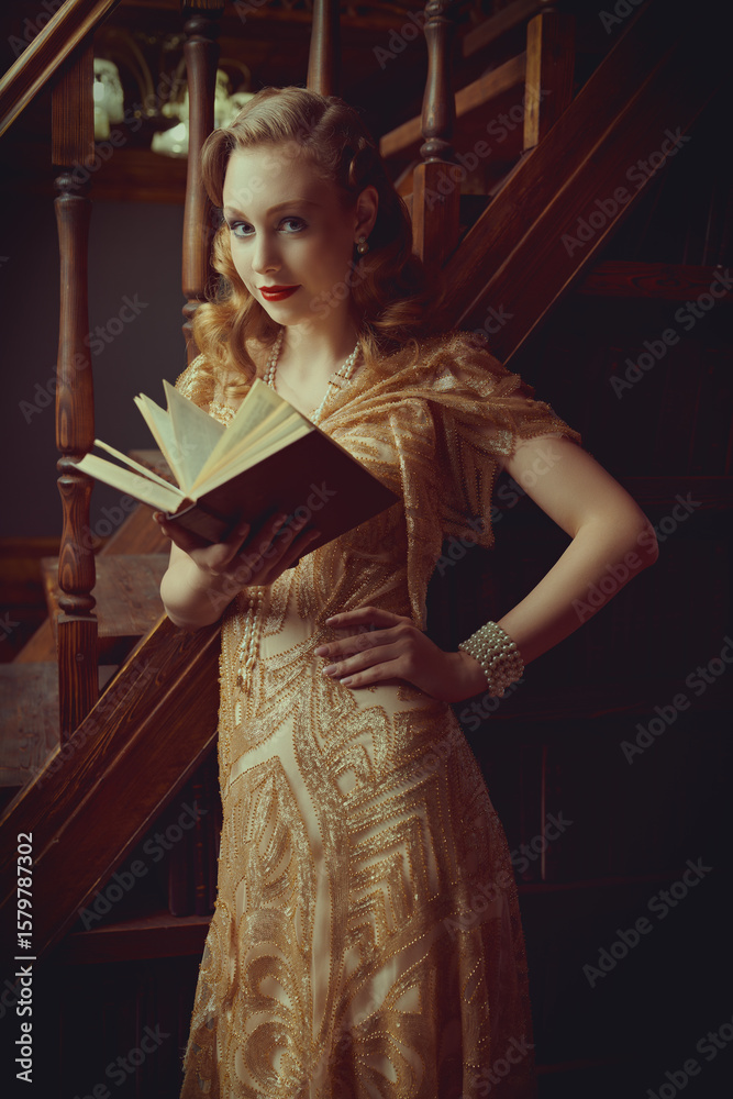 Fototapeta premium vintage library reading
