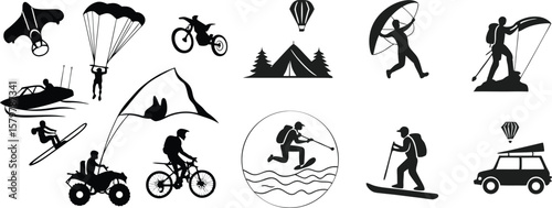 Outdoor Adventure Activities Icons