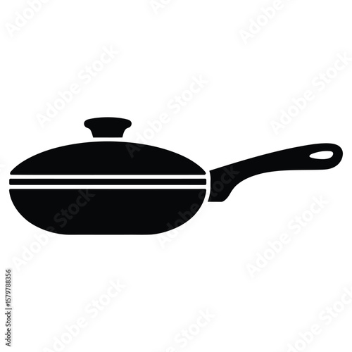 Black Frying Pan with Lid Graphic cookware kitchenware