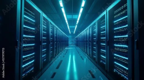 Data Center Server Room Blue Light