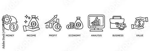 Cash flow icon set vector illustration concept relate to  business and finance circulation with icon of money, income, profit, economy, analysis, business, and value
