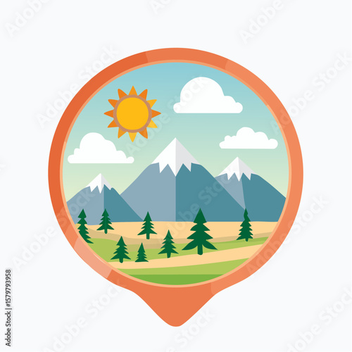pikes peak summit marker in filled outline style; clean geometric svg for travel graphics, merch, and colorado branding