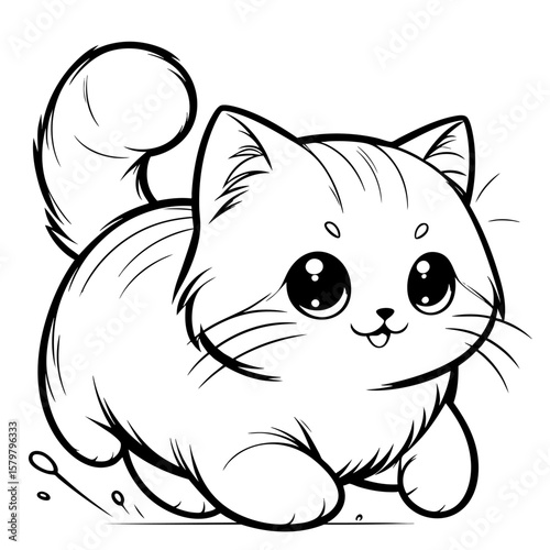 Adorable Kitten  Cute Cat Cartoon Drawing