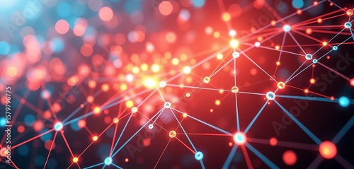 Abstract glowing network nodes and lines depicting innovation and connection   texture   idea
