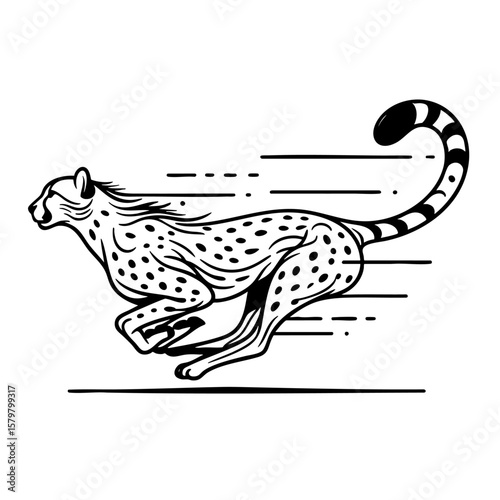 Cheetah in Motion  A Black and White Graphic Design