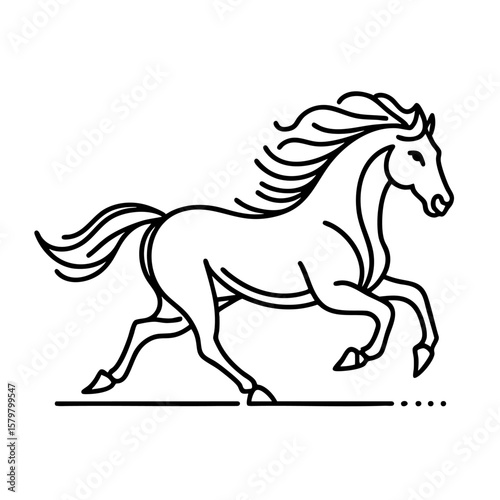 Galloping Horse  Line Art Minimalist Vector Illustration