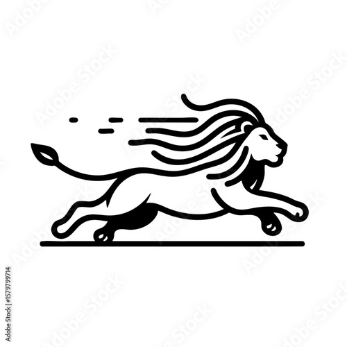 Majestic Lion in Motion  A Powerful Vector Graphic