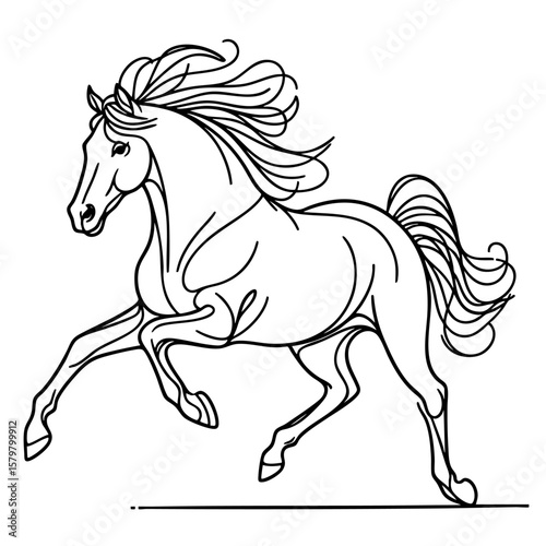 Galloping Horse  A Dynamic Line Art Drawing