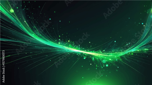 abstract Glowing green and blue abstract background with smoky texture and flowing light patterns
