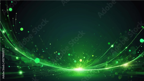 abstract Glowing green and blue abstract background with smoky texture and flowing light patterns