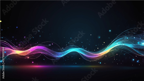 abstract dark glowing fiber optics background with bright bokeh light spots and abstract design


