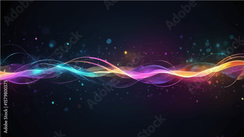 abstract dark glowing fiber optics background with bright bokeh light spots and abstract design



