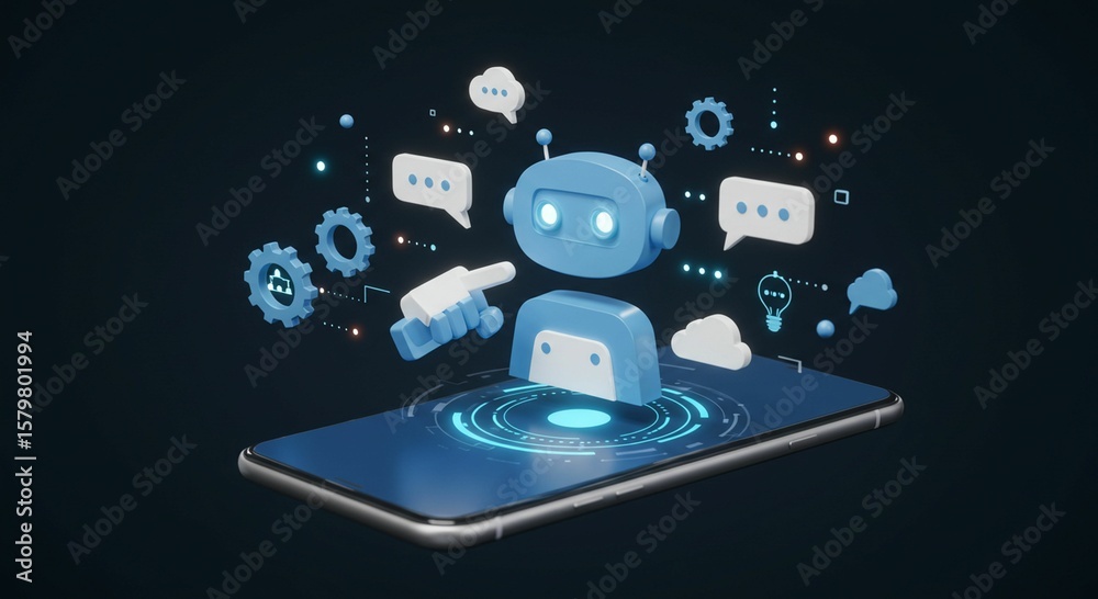 Fototapeta premium Robot smartphone digital communication