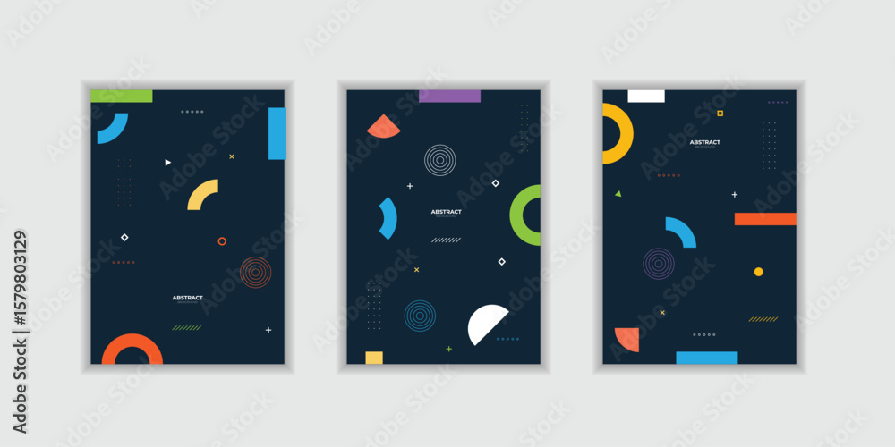 Fototapeta premium Set Placard with trendy geometric design. Modern template for Covers Voucher Posters Flyers and Banners
