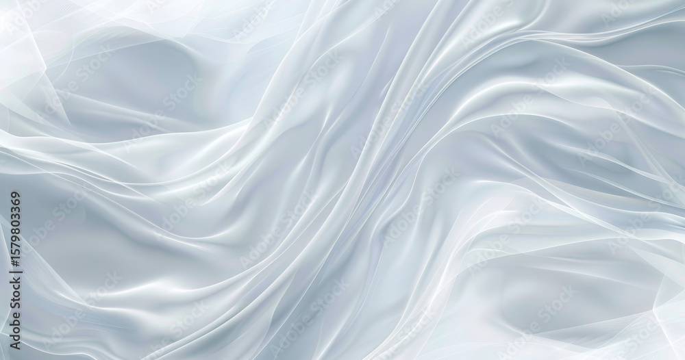 Obraz premium Soft White Transparent Fabric Waves Abstract Background with Elegant Flowing Texture for Minimalist Modern Design and Luxury Aesthetic