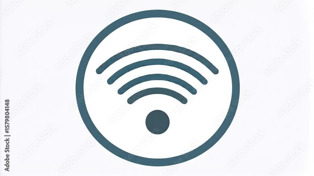 Animated WiFi Icon Animation with Fluctuating Signal Strength for Technology Concepts