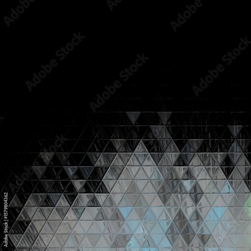 Minimalist abstract blue geometric pattern on black background with large copy space suitable as business presentation template