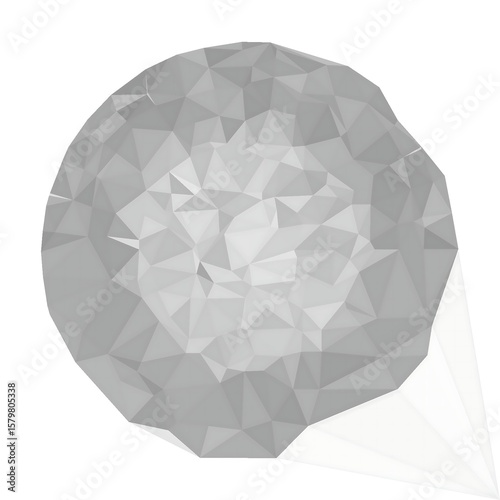 Grey crystal gemstone pattern 3D geometric design on white background 