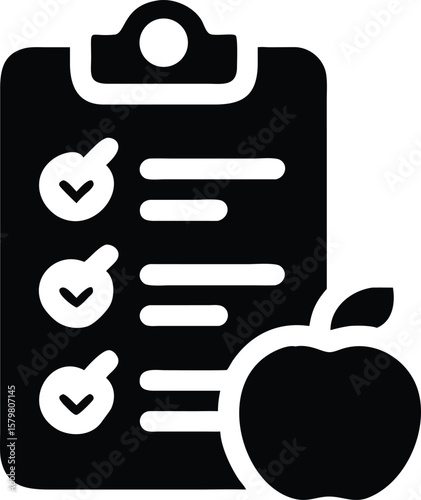 Healthy eating checklist with apple icon