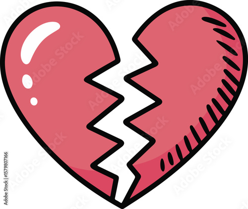 Broken Heart Vector Illustration – Sad Love and Relationship Concept