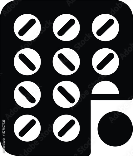 Pill blister pack flat design icon