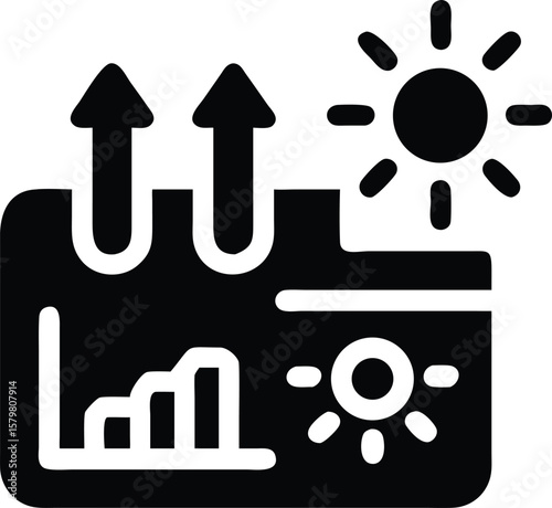 Solar energy production and emission icon