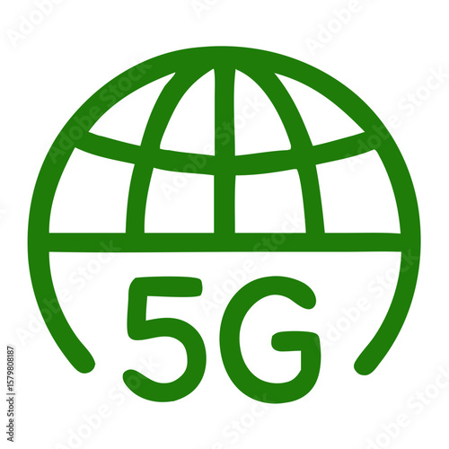 Simple Outline Globe 5G Network Technology Connection Communication Icon