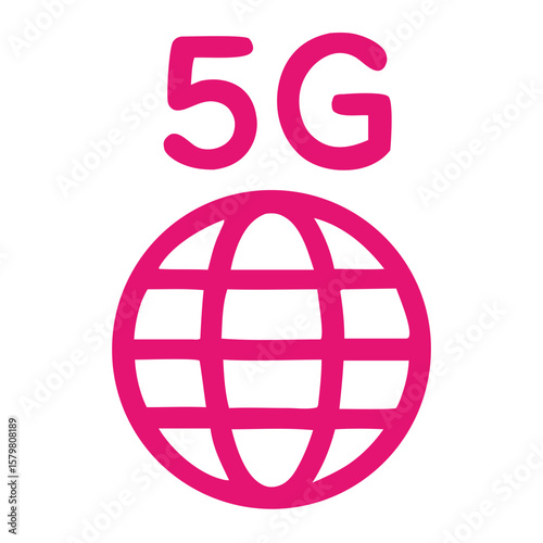 Simple Line 5G Global Network Communication Technology Connection Icon