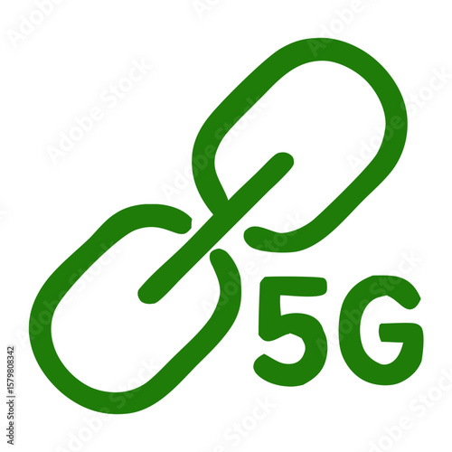 Simple Outline Chain Link 5G Mobile Network Technology Icon Symbol
