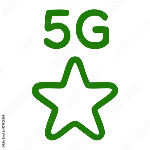 Handdrawn Outline 5G Star Icon Mobile Technology Network Connection Symbol