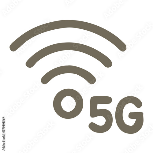 Simple Line Drawing 5G Technology Wireless Connection Signal Icon Symbol