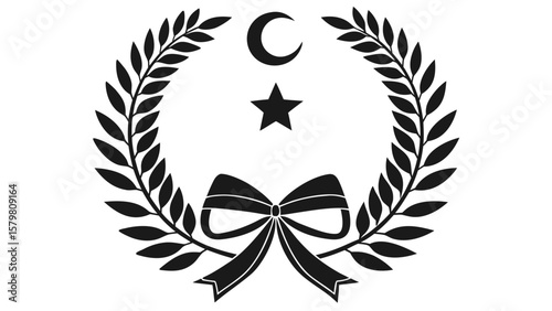 Crescent star laurel wreath ribbon emblem symbol