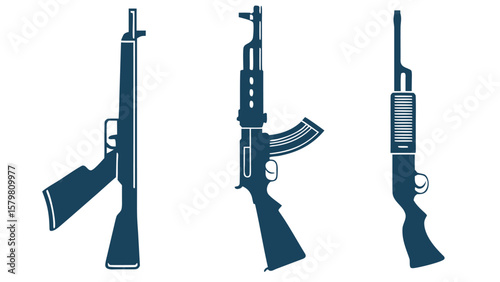 Three dark blue rifle silhouettes weapon firearm