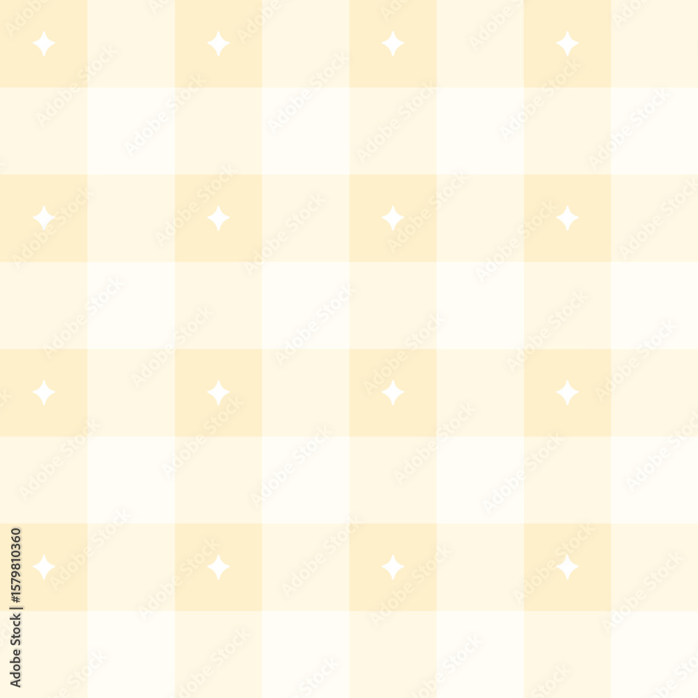 Fototapeta premium Yellow checkerboard background with white sparkles