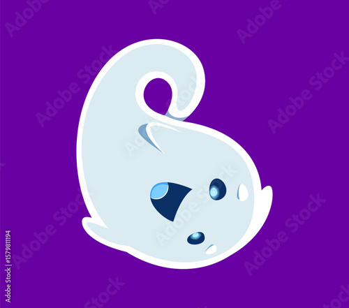 Halloween font B letter ghost cartoon cute character. Horror creature character font typeset, Halloween monster mascot or creepy ghost funny personage English ABC vector letter. Latin alphabet symbol